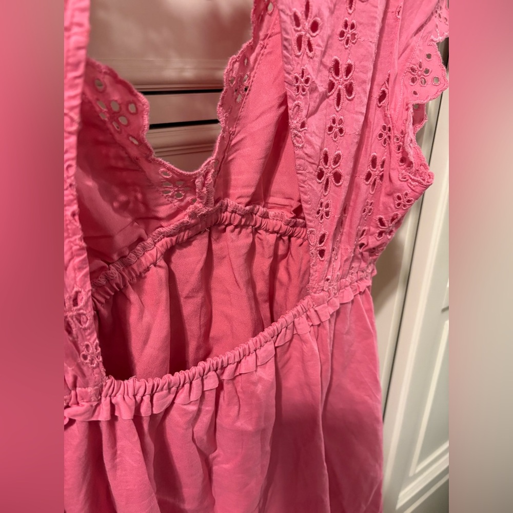 American Eagle Outfitters Pink Eyelet Flutter Dress - Picture 6 of 8